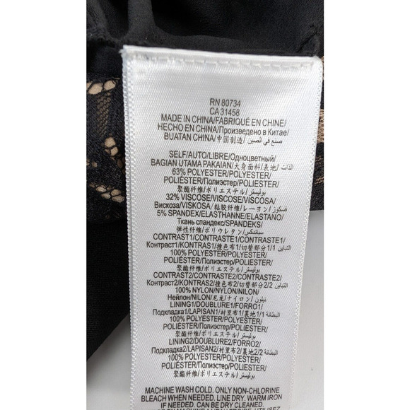 BCBG Max Azria "Avrey" NWT Black Beige Mesh Lace Nude Lining Dress 8 - Picture 11 of 13